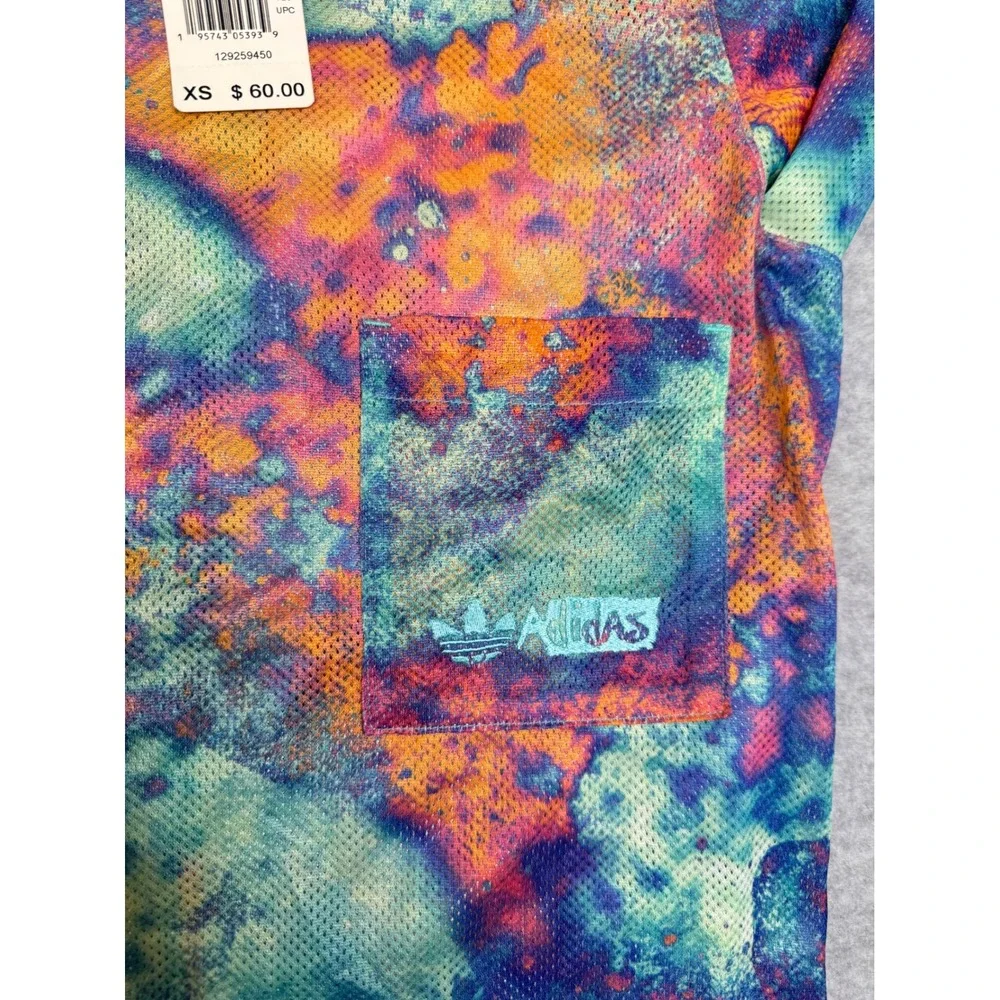 NWT Adidas Originals Allover Print Mesh Shirt Multicolor Galaxy Print Mens XS